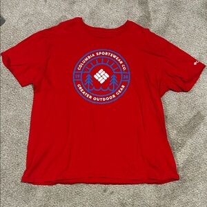 Columbia Red Tee with Blue Logo